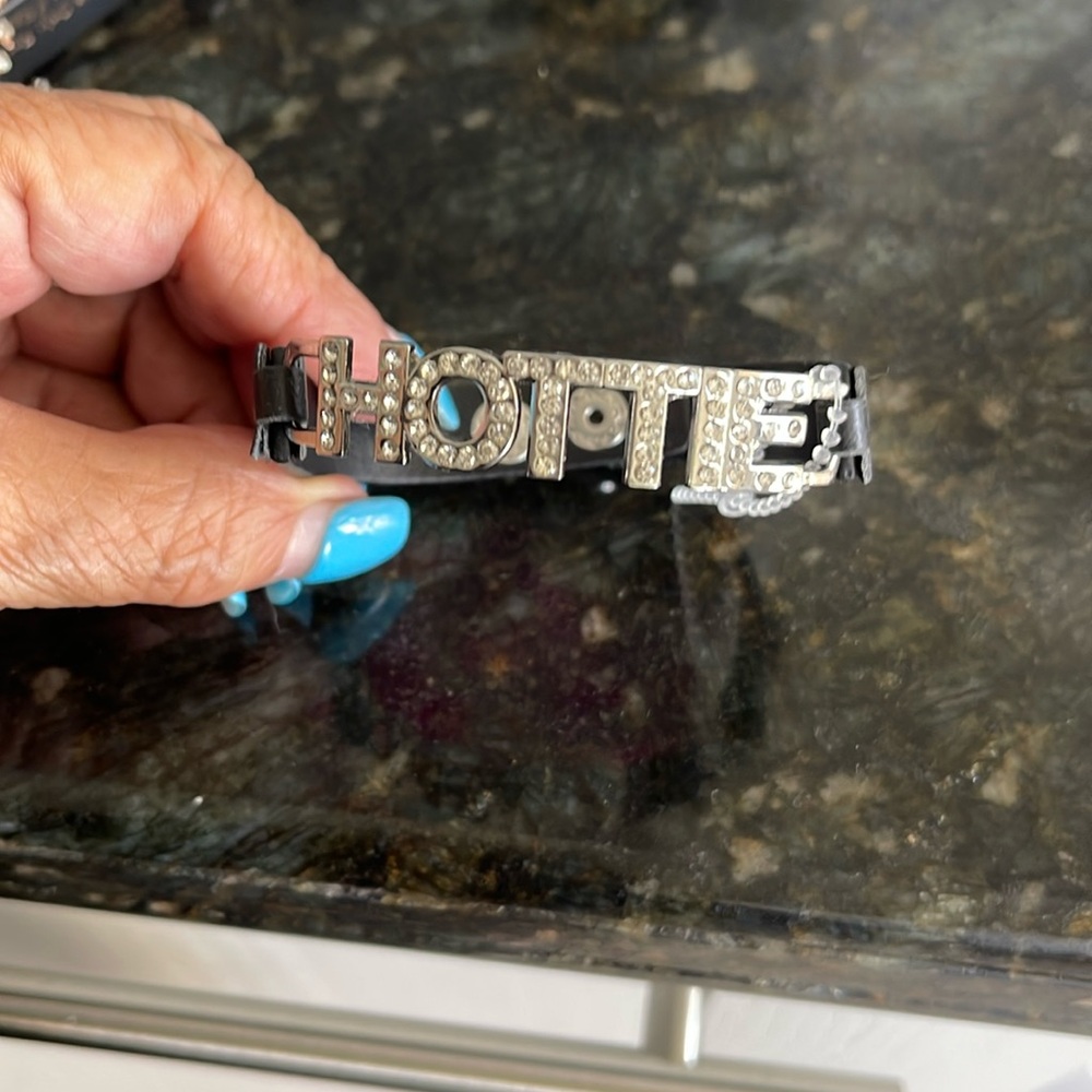 "HOTTIE" Novelty Bracelet Faux leather band, adjustable